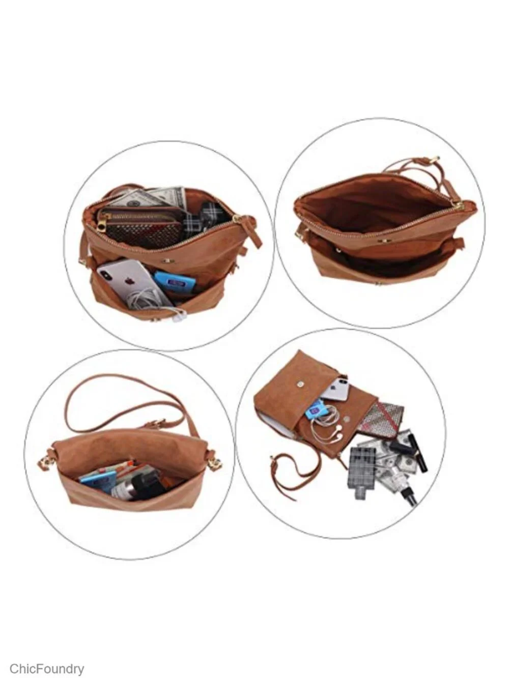 Lightweight Crossbody Bag Vegan PU Leather Detachable Strap Wristlet